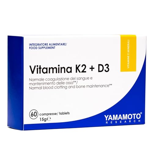 Yamamoto Research Vitamina K2 E D3 60 Compresse, Integratore Alimentare A Base Di Vitamina K2 E Vitamina D3 Ad Alto Dosaggio, Supporta La Salute Di Os