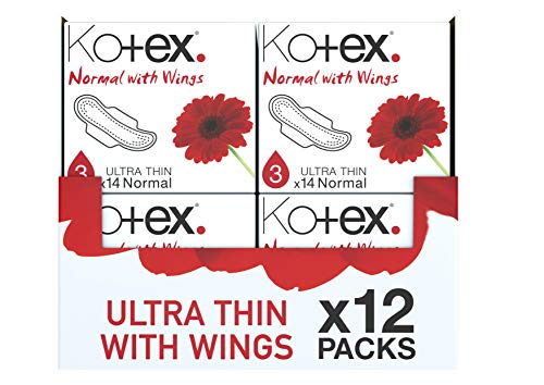 Kotex - Assorbenti Igienici Ultra Sottili Con Ali, Assorbenti Normali Plus, 12 Confezioni Da 14 Assorbenti (168 Assorbenti In Totale)