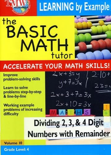 Basic Math Tutor Dividing 2,3, & 4 Digit Numbers With Remainder [Edizione: Regno Unito]