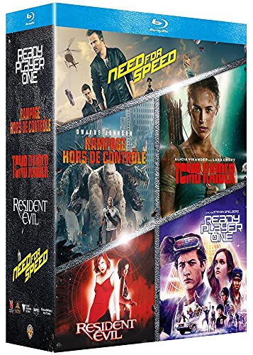 Coffret Films Issus De Jeux Vidéo : Rampage-Hors De Contrôle + Tomb Raider + Ready Player One + Resident Evil + Need For Speed [Blu-Ray]