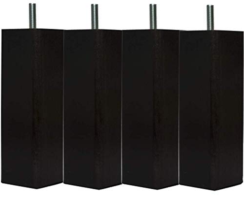 Margot – Douceur Scandinavo Quadrato – Set Di 4 Piedi Di Rete Legno 6 X 6 X 20 Cm, Legno, Nero, 6 X 6 X 20 Cm