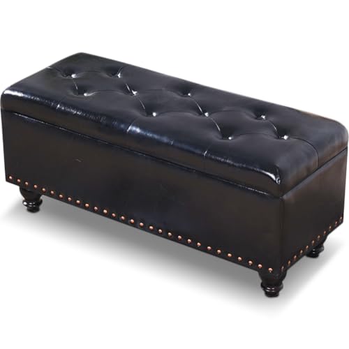 Shally Dogan Pouf Cassapanca Contenitore Con Rivestimento In Ecopelle, Poggiapiedi Per Camera Da Letto, Panca, Sgabello Da Salotto Soggiorno, Divanett