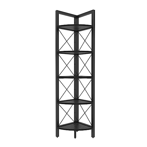Decorotika Remo Modern - Libreria Ad Angolo, 160 Cm, Con Ripiano Decorativo, Per Mensole Ad Angolo, Colore: Nero