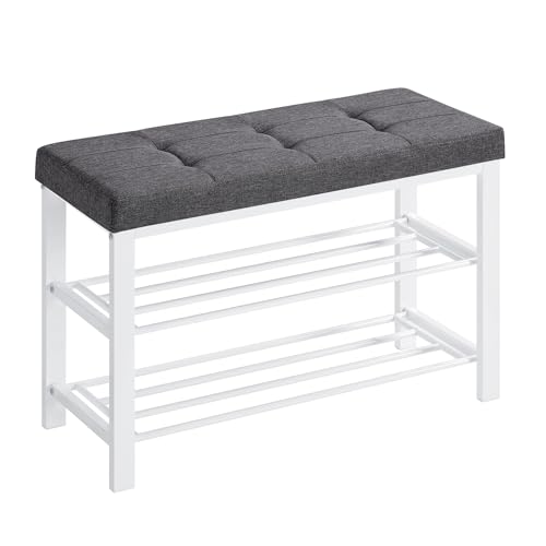 Songmics Shoe Bench, 3-Tier Rack For Entryway, 80 * 31 * 49Cm, Gray And White Lbs057W01