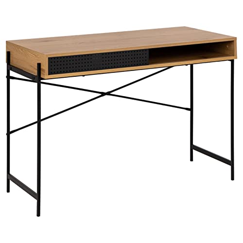 Marchio Amazon - Ac Design Furniture Rettangolare Scrittoio Con Anta Scorrevole E Scomparto A Giorno, Colore Rovere Selvatico, 110 X 50 Cm X 75 Cm