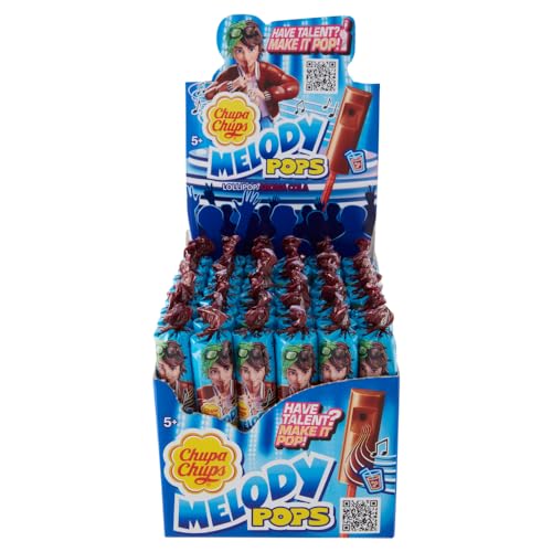 Chupa Chups Melody Pops, Lollipop Fischietto, Gusto Cola, Confezione Da 48 Lecca Lecca Monoporzioni, Da Condividere Con Amici O Da Portare Sempre Con 