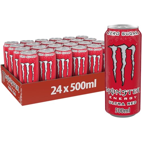 Monster Energy Ultra Red – 24 Lattine Da 500 Ml, Energy Drink Zero Zuccheri E Poche Calorie, Bevanda Energetica Dal Gusto Leggero E Rinfrescante Di Fr