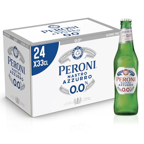 Peroni Nastro Azzurro 0.0 Birra Analcolica Premium Lager, Cassa Birra Con 24 Birre In Bottiglia Da 33 Cl, 7.92 L, Gusto Secco E Rinfrescante, Zero Alc
