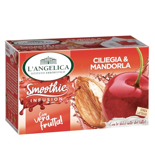 L'Angelica Smoothie Ciliegia & Mandorla, Tisane Fredde Zero Calorie Con Vera Frutta, Tisana Alla Ciliegia E Mandorla, Confezione Da 15 Filtri