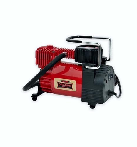 Dragon Winch Compressore Aria Portatile 12V | 6,8 Bar / 100 Psi Con Una Capacità Di 35 L/Min + Manometro Digitale Integrato, Presa Accendisigari, Bors