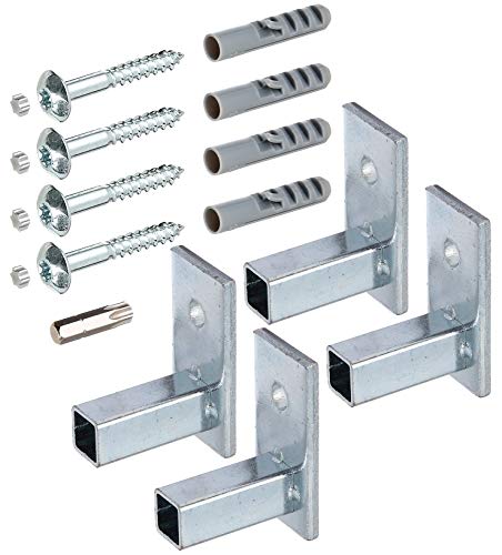 Alberts 554361 Set Di Fissaggio Per Inferriate Nell’Intradosso Della Finestra | Accessori Di Montaggio Per Inferriate | Zincato Blu / Set Da 4 Pezzi
