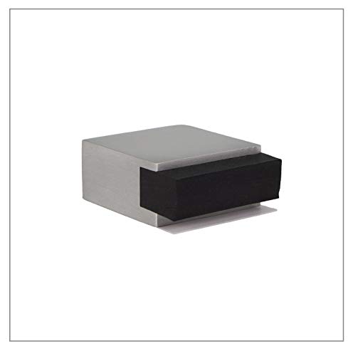 Evi Herrajes | Mini Fermaporta Adesivo | 25 X 14 Mm | Gomma Nera | Carré | Acciaio Inox | Ottima Adesione | 100% Funzionale | Mod. 197/25X14-Am