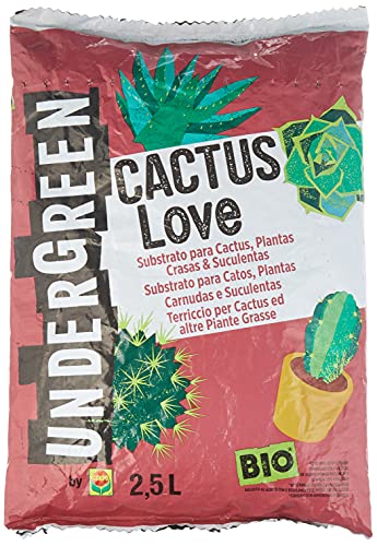 Undergreen Cactus Love, Terriccio Per Cactus E Altre Piante Grasse Da Appartamento O Balcone, Consentito In Agricoltura Biologica, 2,5 L