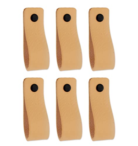 Brute Strength - Maniglie In Pelle Per Mobili - Naturale - 6 Pezzi - 16,5 X 2,5 Cm - Maniglia Per Mobili, Maniglia Per Porte Per Cucina, Bagno, Armadi