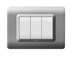 Placca Ave Sistema 44 44Py04Ao"Tecnopolimero 44" 4 Moduli Argento Opaco
