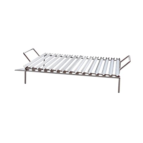 Griglia Bistecchiera Scola Grasso Accaio Inox Graticola Barbecue Fornello Bbq Fornacella Brace (40 X 70 Cm)