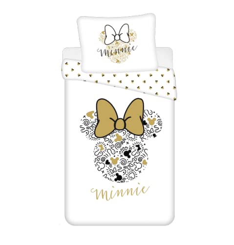Minnie Gold 02 - Biancheria Da Letto 140 X 200 Cm + 70 X 90 Cm Cotone