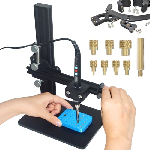 3Dzwman Vertical Heat Pressing Machine,Heat Set Insert Tool,Brass Inserts 3D Printing,Heat Set Insert Tip For Thread Knurled Nut M2/M3/M4/M5,M6,1/4,M8