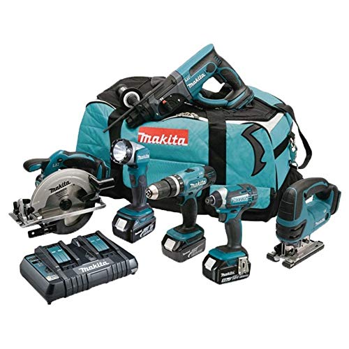 Makita Dlx6068Pt - Kit Combinato Lxt Da 18 V Agli Ioni Di Litio, 6 Pezzi, Completo Di 3 Batterie Agli Ioni Di Litio Da 5,0 Ah E Caricatore Fornito In 