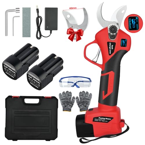 Forbici Potatura Elettriche - 40Mm Cesoie Potatura Elettriche Professionali Con 2 16.8Vv/2000 Mah Batteria - Forbici A Batteria Da Potatura Per Potatu
