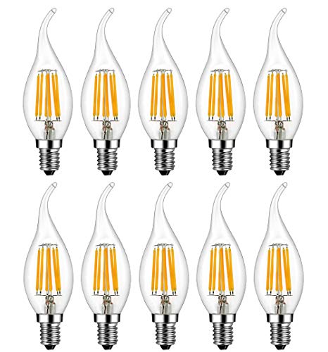 Menta Lampadina Led E14 Candela 6W Equivalente A 60 W Bianca Caldo 2700K 600Lm Lampadina Filamento Led E14 C35 A Forma Di Fiamma Non Dimmerabile Vetro