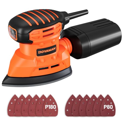 Dovaman Dls03A Levigatrici Di Precisione 130W, Fino A 12000Rpm, 12Pcs Carta Vetrata Adesiva, Due Opzioni Di Raccolta Della Polvere, Bassa Vibrazione, 