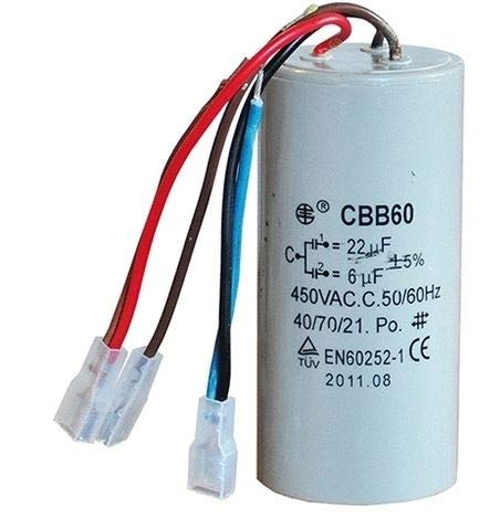 Condensatore A 3 Fili Ricambio Paranco Elettro Carrucola L'Europea Tiratutto Per Tt 200-22 Mf + 6 Mf