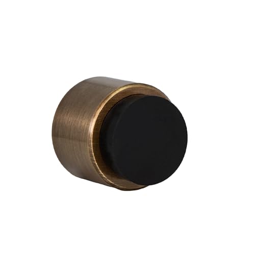 Evi Herrajes | Fermaporta Adesivo Pour Mur | 28 X 28 Mm | Gomma Nera | Acciaio Inox | Finitura Pelle Invecchiata | Ottima Adesione | 100% Funzionale |