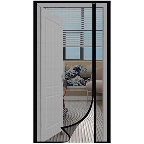 Sekey Zanzariera Magnetica Porta Anti-Gatto, Con Apertura Laterale In Fibra Di Vetro, Per Balcone, Monta Facilmente, Non Serve Forare, 90X210Cm, Nero