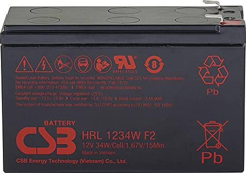 Csb Battery Hrl Hrl1234Wf2-Fr - Batteria Al Piombo Ad Alta Velocità, 1234W, 8,5 Ah (Agm) (L X A X A)