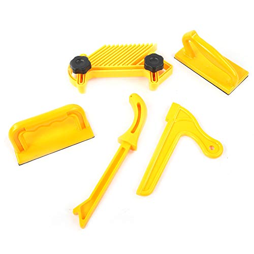 Fafeicy 5Pcs Push Block Stick, Set Di Tavolette In Piuma Di Plastica Gialla, Strumenti Da Tavolo Per Router Per La Lavorazione Del Legno, Con Fondo In