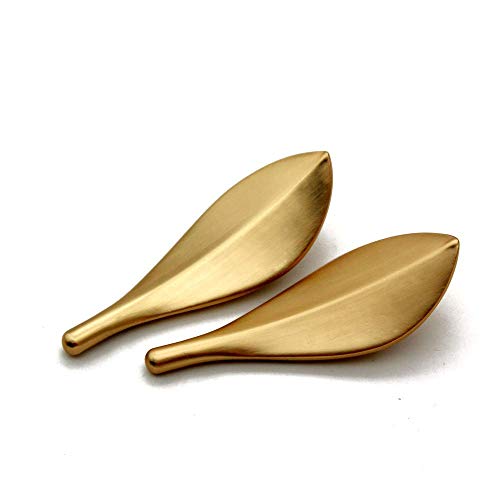 Mou 6 Pomelli A Forma Di Foglia Dorata, Alla Moda In Stile Art Déco, A Forma Di Foglia, Per Armadietti, Armadi, Porte, Pomelli A Due Fori