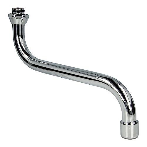 Tecuro, Beccuccio A S Per Rubinetti A Parete, Cromato, Lunghezza 200 Mm, Raccordo 3/4", Tenuta Conica Di Ø 18 Mm