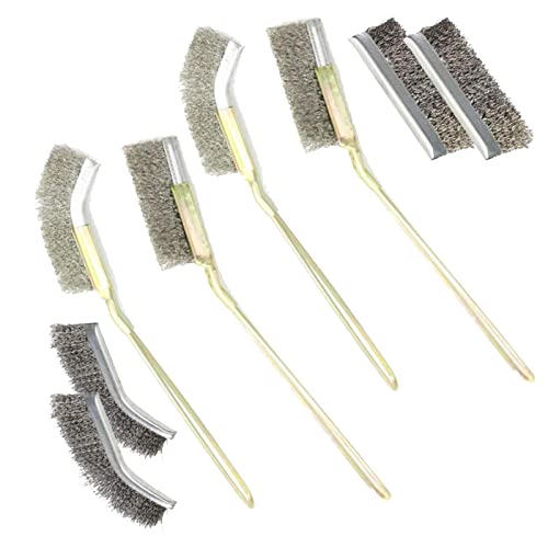 Mini Spazzole Metalliche,Xiuyer 8Pcs Acciaio Inox Spazzole Metalliche Set Forte Robusto Curvo Diritto Professionali Per Pulizia Scorie Saldatura Ruggi