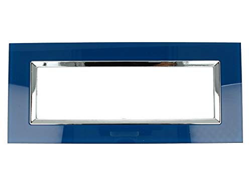 Sandasdon Placca Plexi 7M 7 Moduli Posti Plexiglass Lucido Effetto Vetro Cristallo Compatibile Con Bticino Living (Blu Capri)