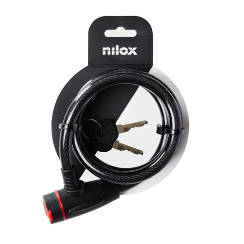 Nilox Cable Lock, Antifurto Per Bicicletta, Lucchetto Bicicletta Con Cavo In Acciaio E Copertura In Plastica Morbida, Lunghezza 1.3 Metri, 2 Chiavi In