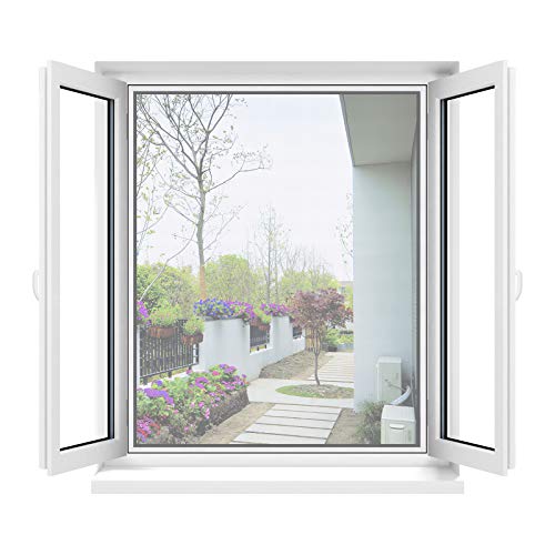 Apalus Zanzariera Universale Finestra 130 X 150 Cm, Set 4 Pezzi – Rete Zanzariera Fissa Regolabile - Con Taglierino E Smoother Per Installazione, Bian