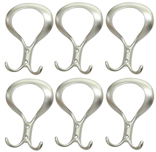 Aerzetix C41361 - 6 Ganci Da Parete In Metallo, Colore: Argento Satinato, 128/87 Mm
