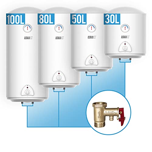 Aquamarin® Scaldabagno Elettrico - 100 Litri, Anticalcare, Max. Temp 75°C, 220-240V, 1,5 Kw, Murale, Verticale, Serbatoio In Acciaio Smaltato, Bianco