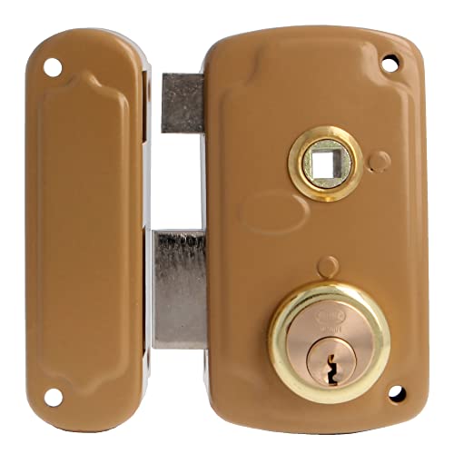 Amig - Serratura Da Sovrapposizione A Sinistra Con Leva Di Chiusura, Linguetta E Maniglia Per Porte In Legno Mod. 75Un 66 X 120 Mm Cilindro Rotondo Di