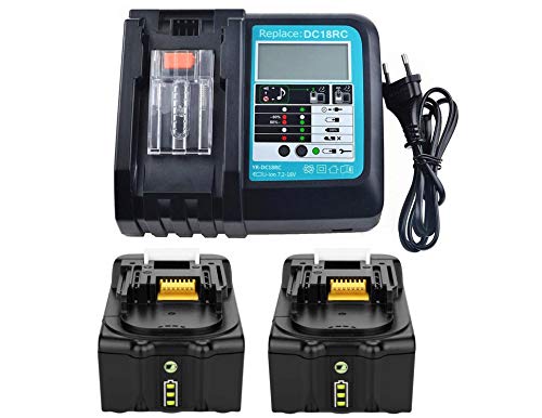 2X 18V 5.0Ah Batteria E Caricatore Per Makita Bl1850 Bl1830 Bl1840 Bl1860 18 Volt Lxt Batterie Dc18Ra Dc18Rc