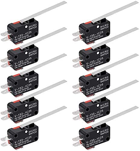 Heynana - 10 Pezzi Mini Interruttore A Levetta Spdt Micro Interruttore Leva Lunga, Micro Interruttori Di Finecorsa