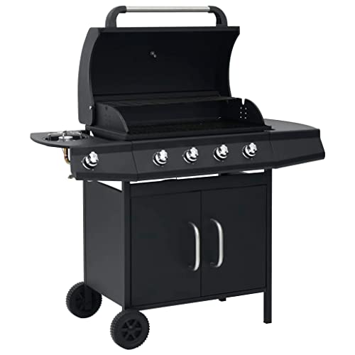 Vidaxl Barbecue E Griglia A Gas 4+1 Fornelli Nero In Acciaio