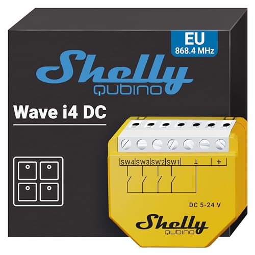 Shelly Qubino Wave I4 Dc, Modulo Di Controllo Remoto Z-Wave Con 4 Ingressi, Domotica, Senza Fili, Azioni E Scene Intelligenti, Basso Consumo Energetic