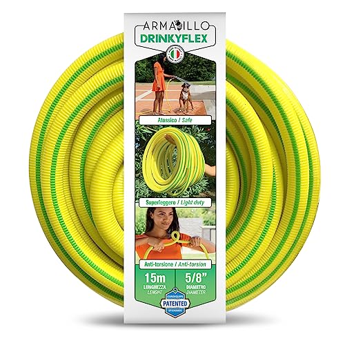 Idroeasy Armadillo Drinky Flex 15 Metri, Tubo Da Giardino,Tubo Acqua Giardino Atossico Super Leggero, Canna Irrigazione Anti Nodo E Anti Torsione Made