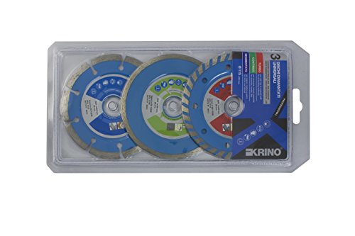 Krino 3412100 Set 3 Pezzi Dischi Diamantati Corona Turbo, Continua, Segmentata, Acciaio