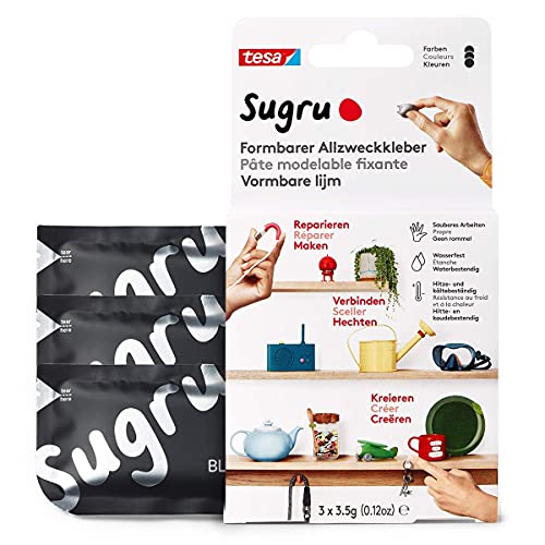 Sugru Colla Modellabile Di Tesa, Adesivo Forte Per Tutti Gli Usi, Confezione Da 3 (3 X 3.5 G) In Nero