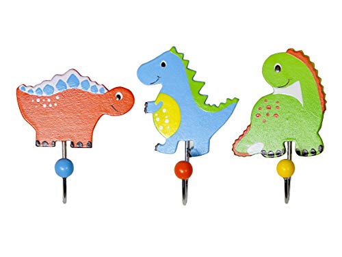 Mousehouse Gifts Set Di Tre Ganci Appendiabito Ganci A Parete Singoli Da Muro In Legno Colorati A Tema Dinosauri Ideali Per Stanza Dei Bambini O La Ca