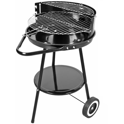 Barbecue Con Ruote Ripiano Griglia Tonda In Acciaio Inox Cuoci Arrosticini Fornacella A Carbone Per Arrosti Spiedini Carne Pesce