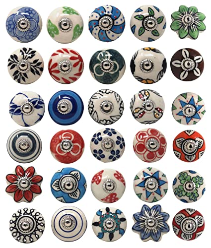 Ajuny, Pomelli In Ceramica Dipinta A Mano Multicolore Design Floreale Per Cassettiere Cassetti Armadi Porte E Mobili Maniglie Per Mobili Da Cucina Dip